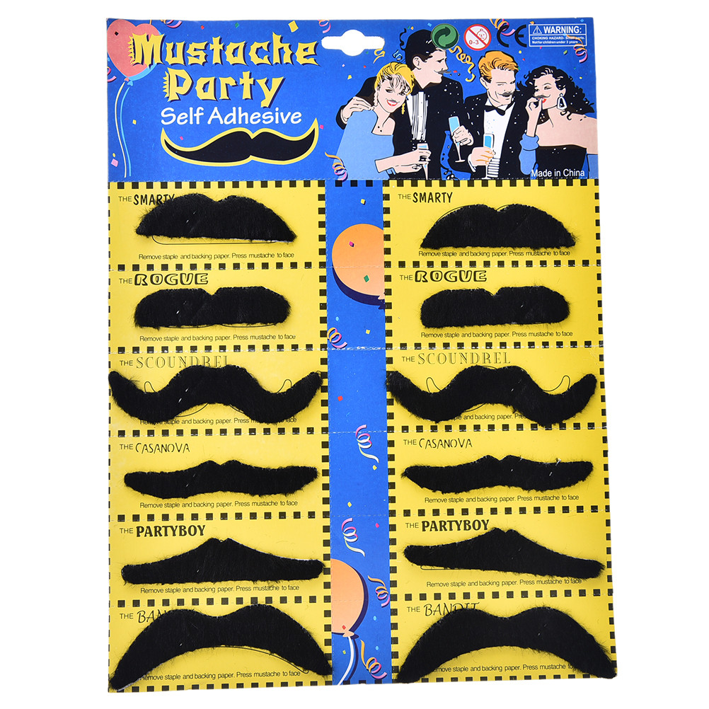 

12Pcs/Set Self Adhesive Fake Beard Mustaches Mexican Fiesta Party Supplies Halloween Christmas