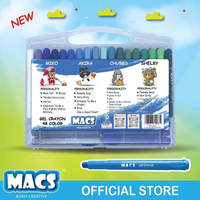 

Macs Gel Crayon 48 Warna Colors Stationery #Gratisongkir