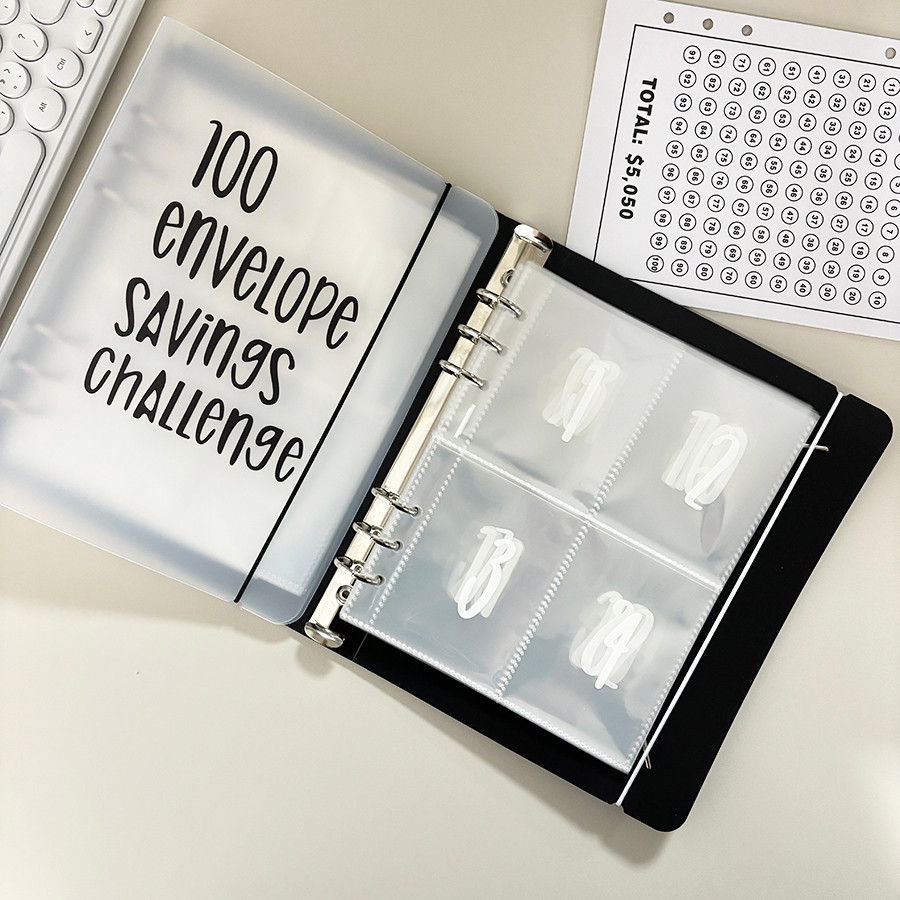 

Sharkbang A5 100 Days Envelope Saving Challenge,100 Pockets Number Binder Refill Sleeves,Cash Budget