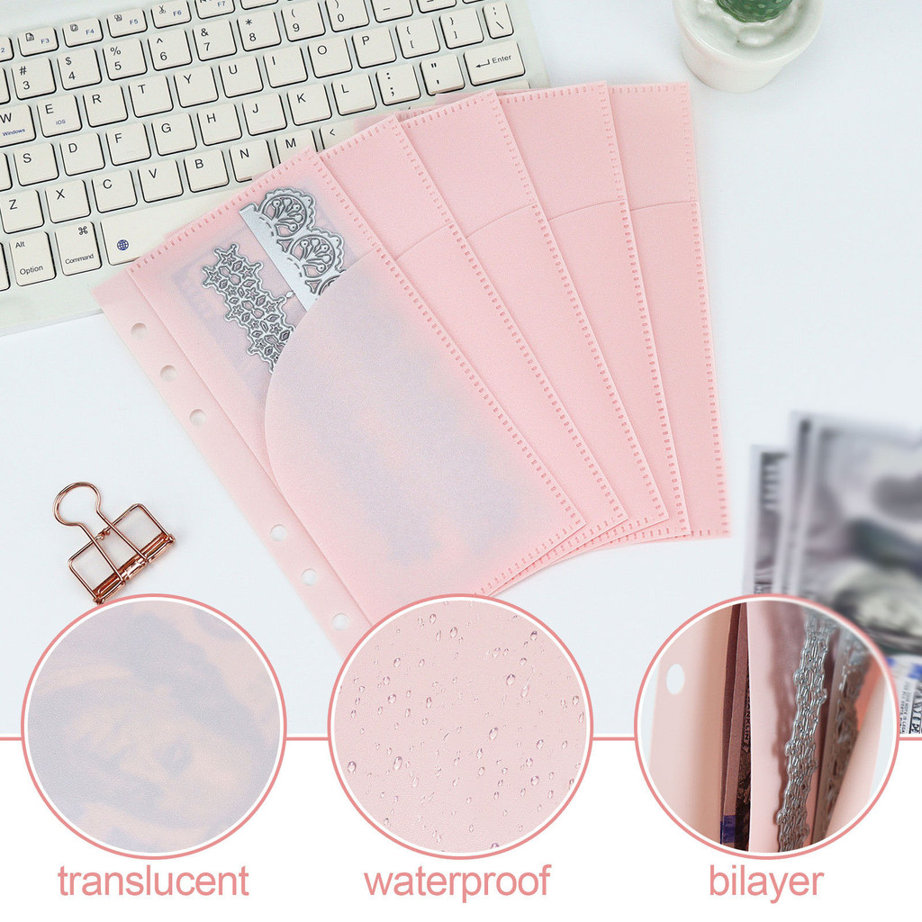 

5Pcs Double Pockets A6 Binder Devider Bag Pp Separator Pages Budget Book Accessory Loose Leaf Ring
