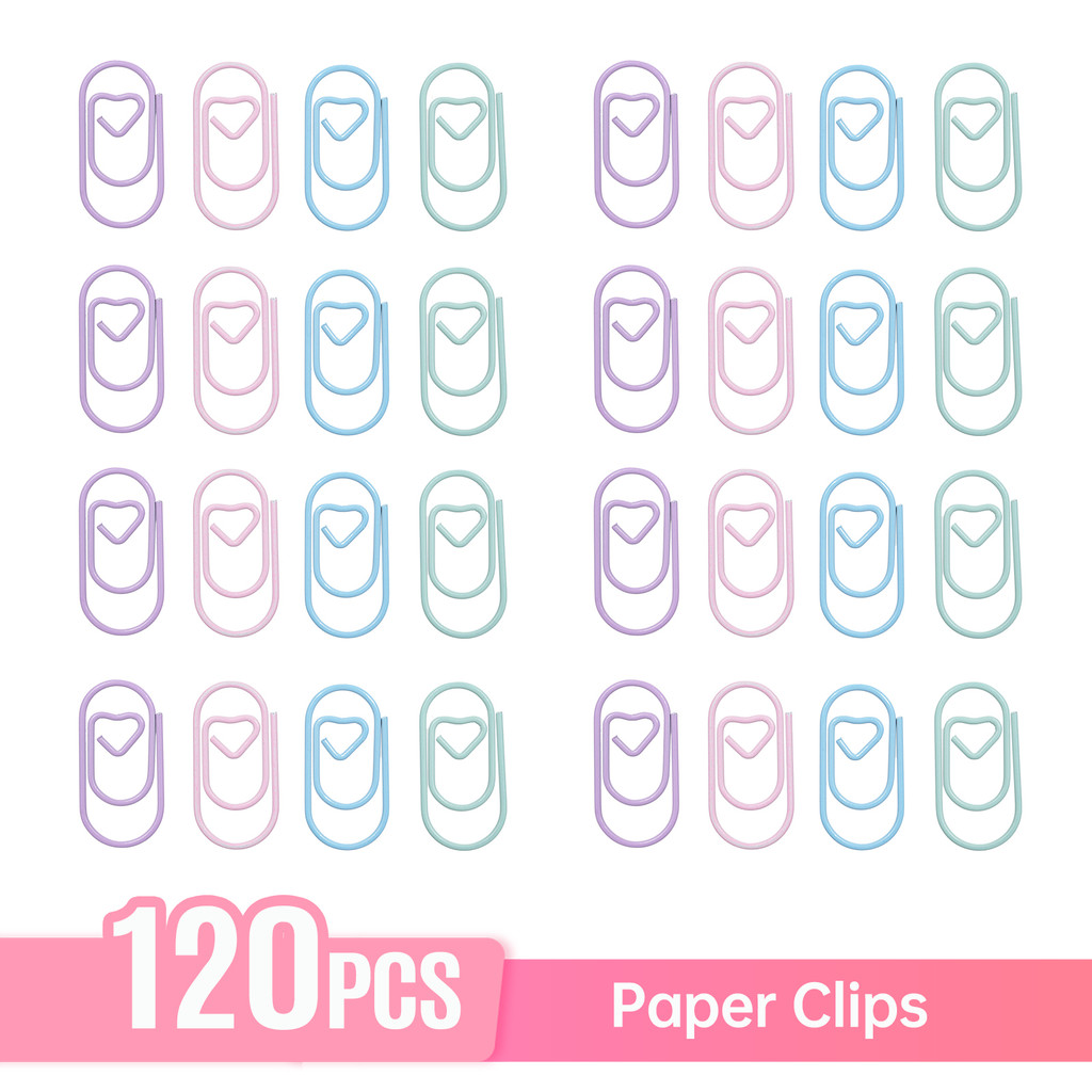 

120Pcs Paper Clips Heart Paper Clips Small And Cute Love Shaped Paperclips In 4 Colors For Diy Craft
