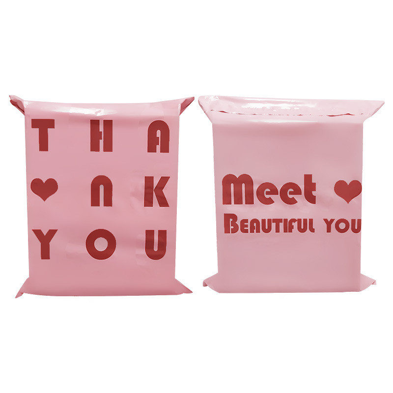 

50Pcs/Lot Opaque Pe Plastic Express Envelope Storage Bags Pink Bag Red Logo Color Mailing Bags Self