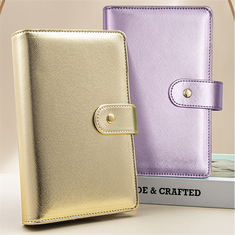 

New A6 Gold Purple Black Loose Leaf Binder Notebook Cover Gold Ring Diary Agenda Planner Paper Cover