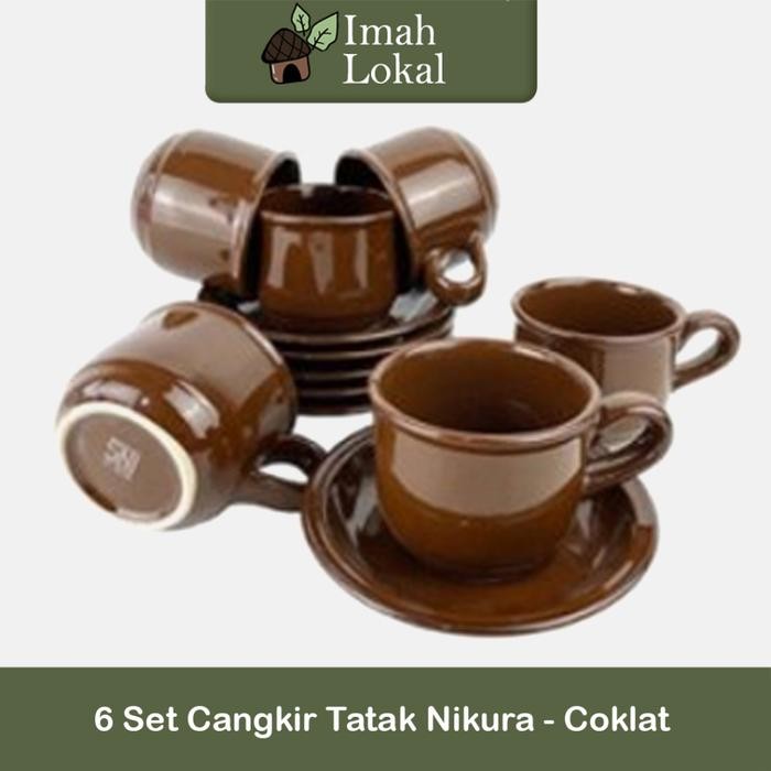 6 Set Cangkir Nikura + Pisin Tatakan Gelas num Cafe Kopi Teh Warna