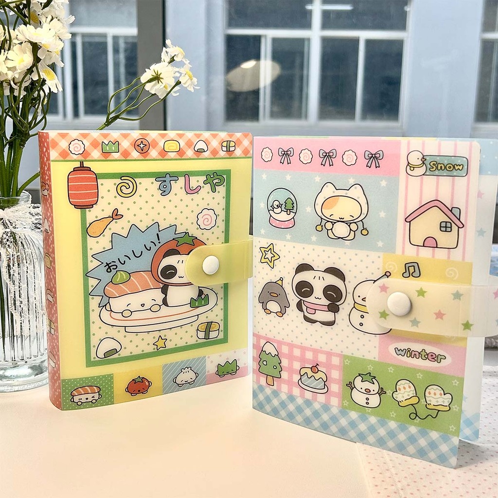 

A6 Stitched Storage Album Kawaii Panda Theme Folder Cute Sticker Storage 40 Pages For Scrapbooking