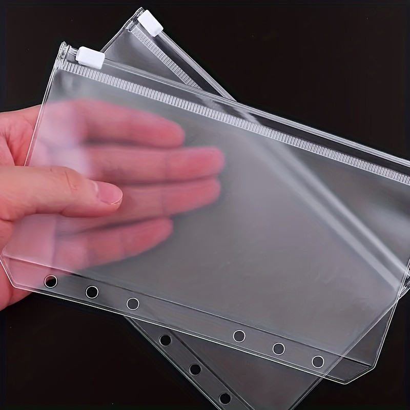 

5Pcs A5 Binder Zipper Pocket, Transparent Zipper Folder For 6 Rings Economy Binder Notebook,