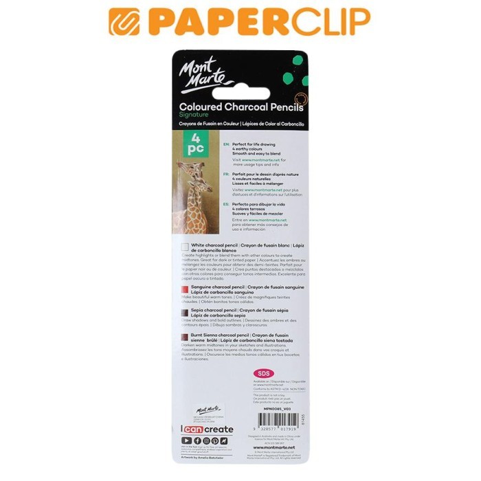 

Charcoal Pencil Mont Marte 4P Mpn0085 Coloured #Gratisongkir