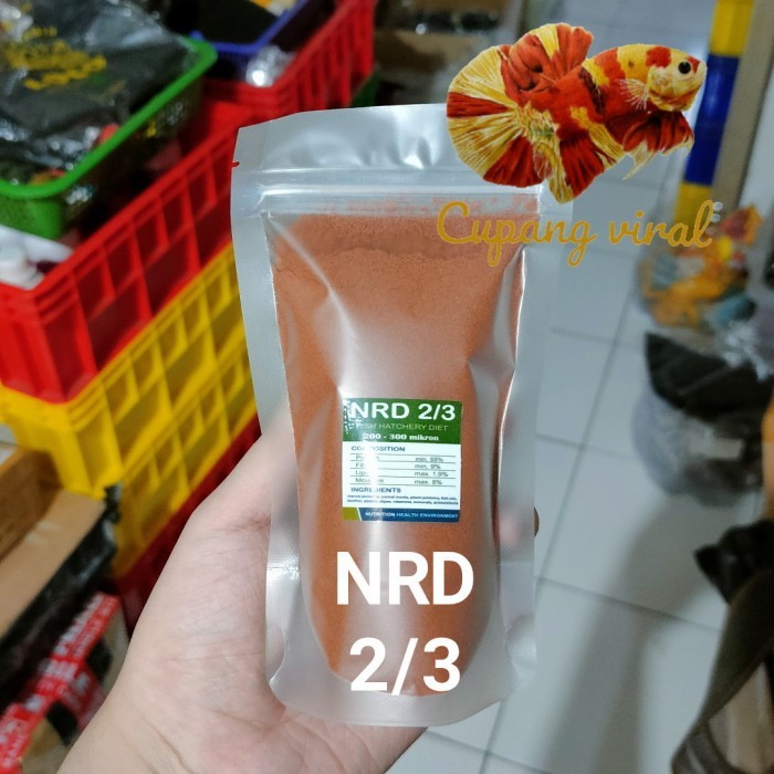 Pelet NRD 2/3 Repack 100 Gram Hh Protein Mencerahkan Warna Ikan scape Cupang Guppy Molly Glofish