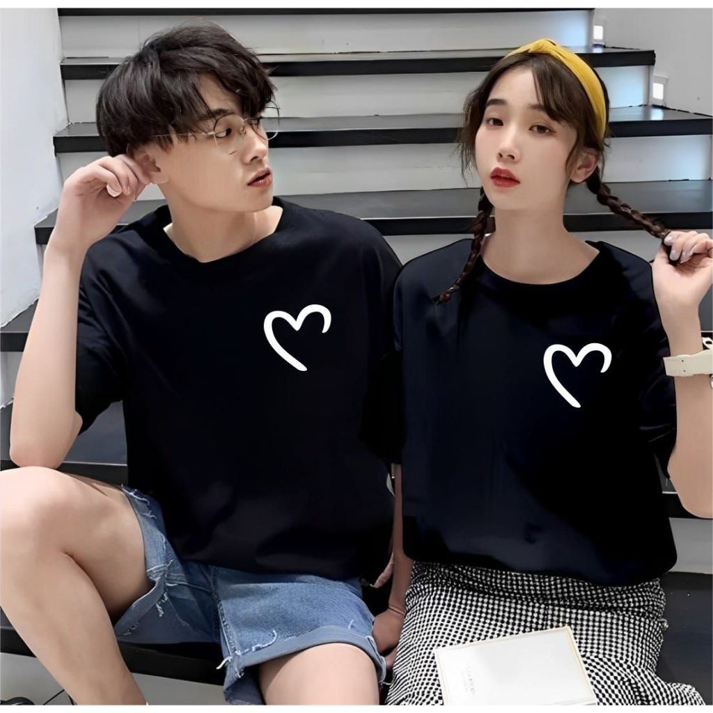 Kaos Couple Tisert Pasangan Dewasa Oversize Korean Style Pakaian Suami Istri Kaus Capel Terbaru 2025
