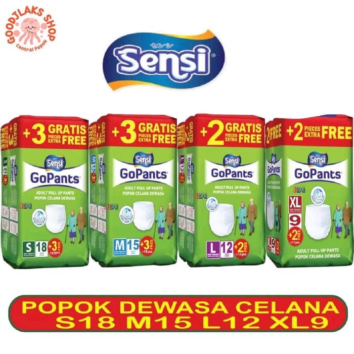Sensi GOPANTS S18 M15 L12 XL9 popok dewasa Kering Pria