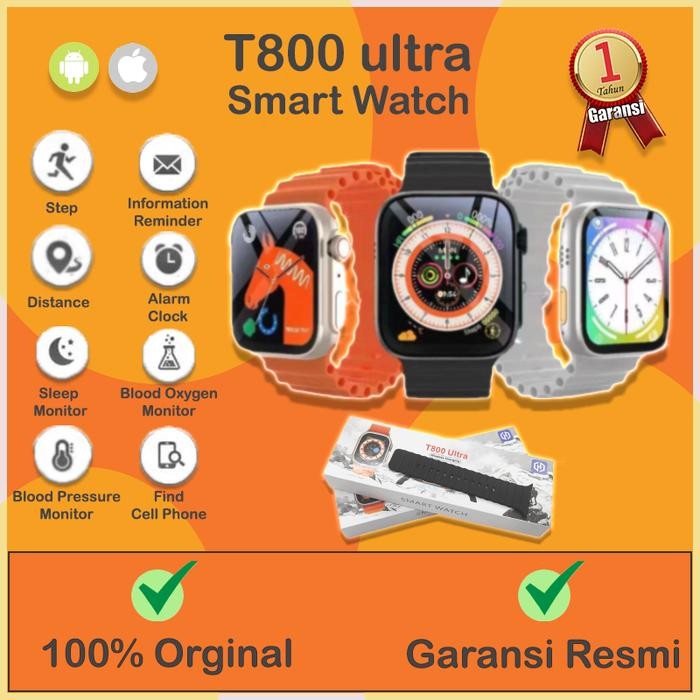 SmartWatch Jam Tangan Original Pria SmartWatch Bluetooth Series8 T800 Ultra Sport Tahan Air Touch