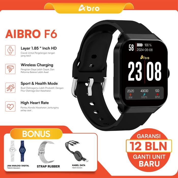 [ BONUS KABEL DATA ] Smartwatch Aibro F6 Jam Tangan Pria Wanita Olahraga Running Sport New 2025 Free