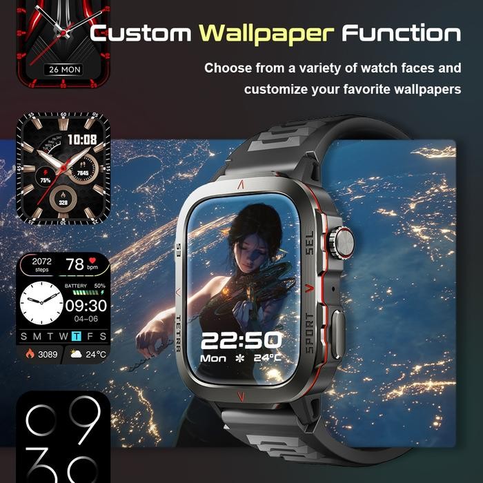 Aolon Tetra S3 Smartwatch Asli Eksklusif Aolon Wallpaper Baterai 420mAh Panggilan Bluetooth Jam