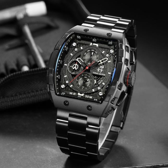 DISKON Evans Jayden Jam Tangan Pria 9554-1 Rantai Stainless Steel Kaca Sapphire Chronograph Water