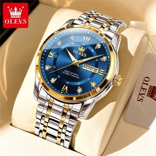 OLEVS Jam Tangan Pria Anti Air Original Rantai Keren Terbaru Mewah 2023 Putih Luxury Stainless Steel
