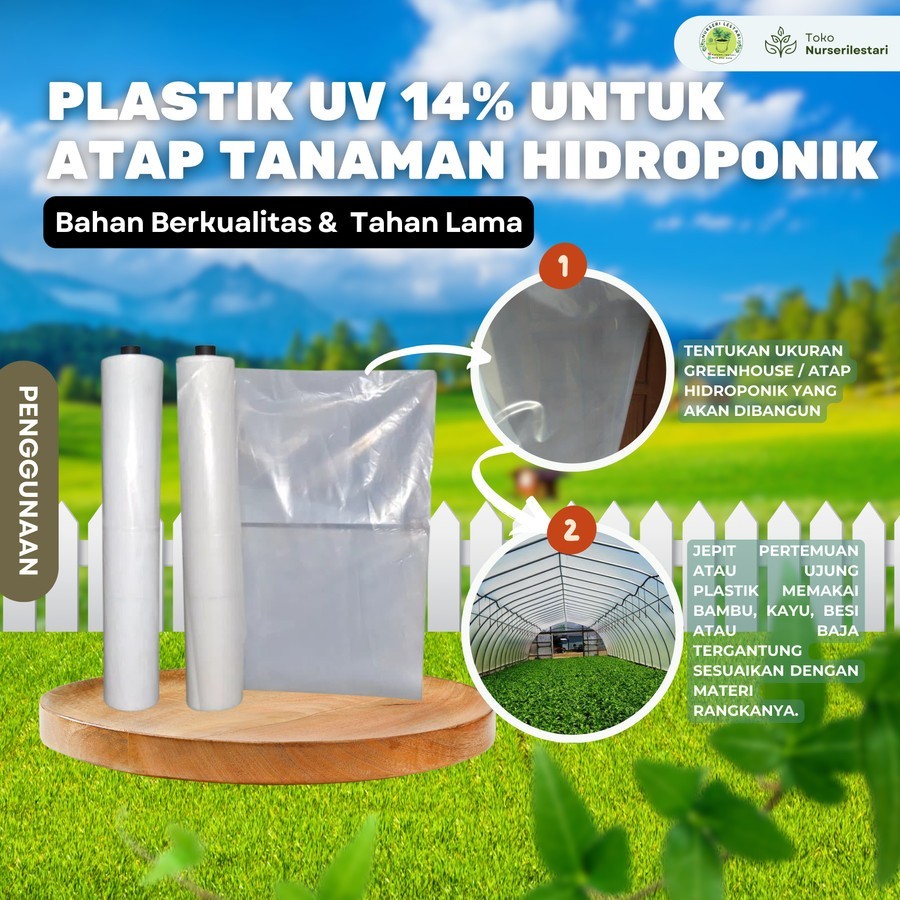 Plastik UV 14% lebar 3 m untuk atap hidroponik dan atap greenhouse