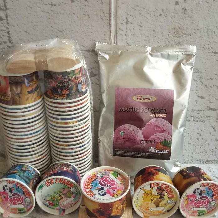 

BnyKpilihAnSkrG- Paket Bahan Es Krim Mr. COOL 250gr + Papercup 50ml