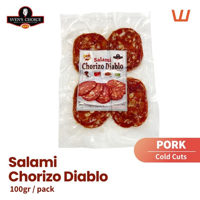 

BnyKBonusBelidiMari- HAM BABI Svens Choice Sven CHORIZO DIABLO PORK SALAMI 100 GR