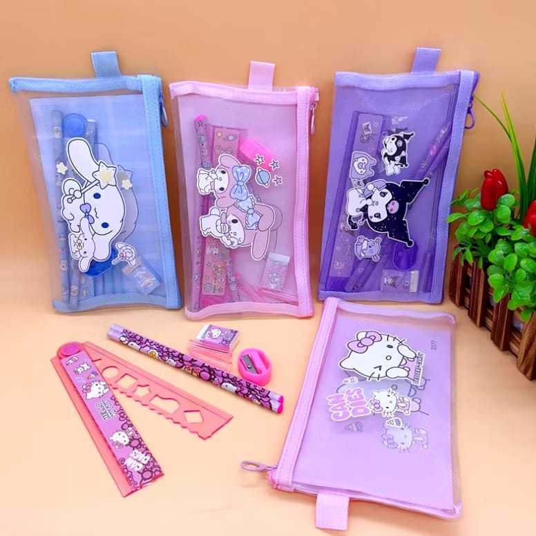 

PROMO / Set Alat Tulis 7 in 1 / Pouch Set Alat Tulis Ziplock / Paket Alat Tulis Motif Sanrio /