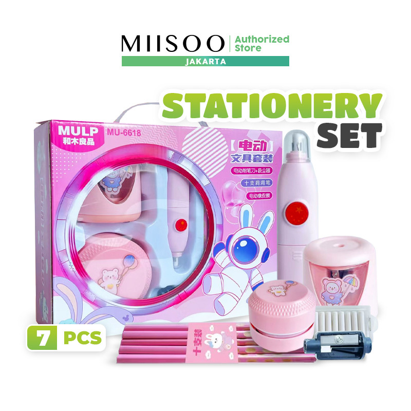 

PROMO / MIISOO Set Alat Tulis Anak 25pcs Stationary Set Elektric Alat Tulis Belajar Anak