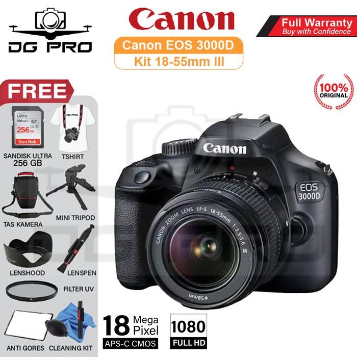 Cam- Canon Eos 3000D Kit 18-55Mm Iii - Camera Dslr Canon Eos 3000D Kit Lens