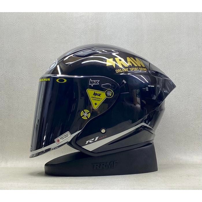 HELM NHK R1 MAX SOLID BLACK PAKET GANTENG I VISOR IRIDIUM I HELM NHK