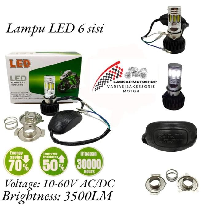 Lampu LED 6sisi Lampu depan LED PM5 Lampu motor 35 watt AC DC + KIPAS