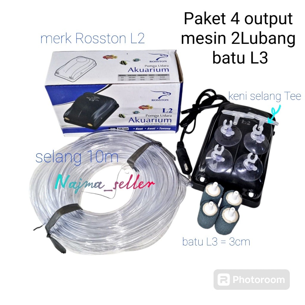NAJMASELLER - Paket aerator 4 Output Murah selang 10m. Mesin aerator 2 Lubang.