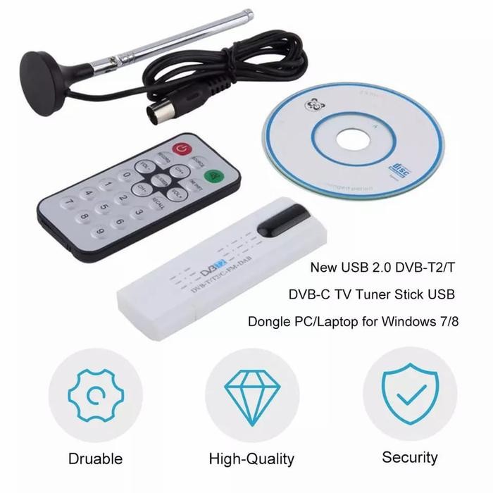 Dongle USB TV Tuner DVB-T2 untuk Laptop dan PC OS Windows