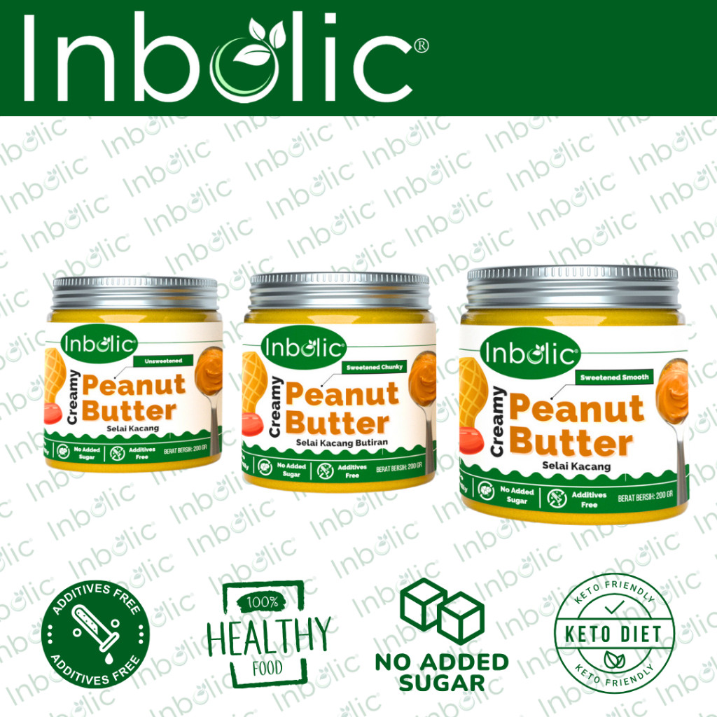 

Inbolic Sugar Free Peanut Butter Selai Kacang Bebas Gula 100% Kacang Asli Selai Sehat
