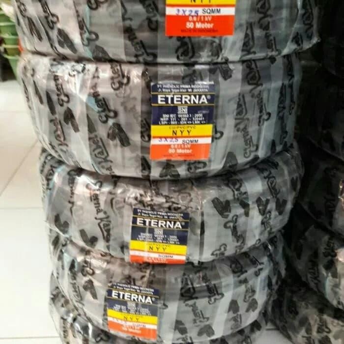 NYY 3X2,5MM ETERNA KULIT HITAM 50mtr kabel listrik tembaga full