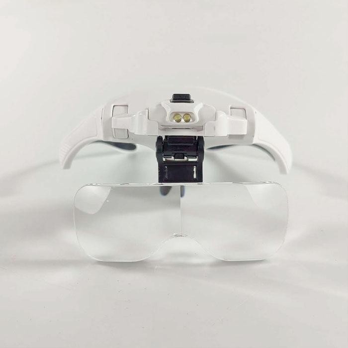 

HELM KACAMATA PEMBESAR REPARASI JAM 5X MAGNIFIER 2 LED - PUTIH