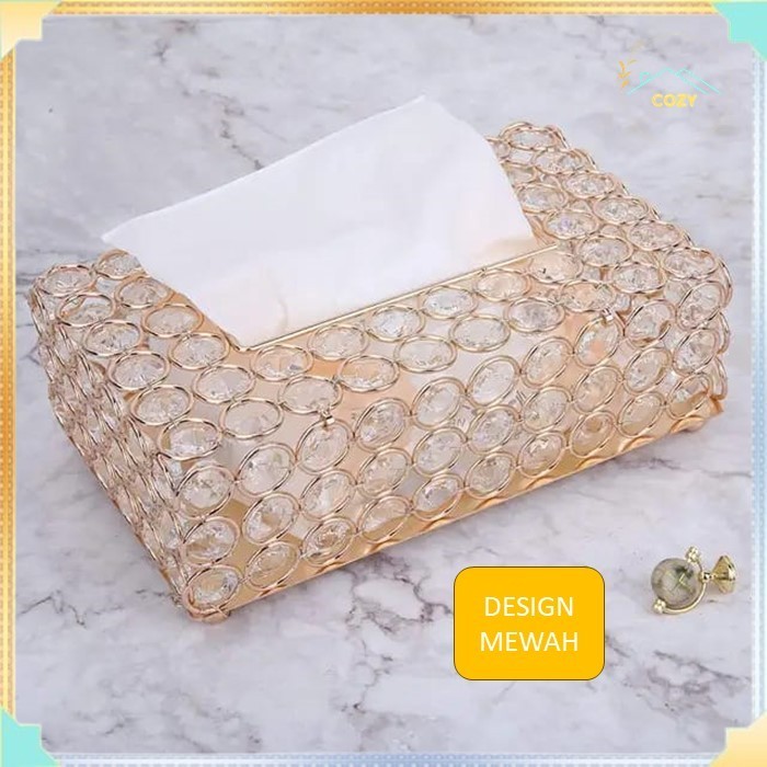 TEMPAT TISU KRISTAL KOTAK TISSUE GOLD TEMPAT TISU KACA ELEGANT BOX TISSUE SWAROVSKI TEMPAT TISU