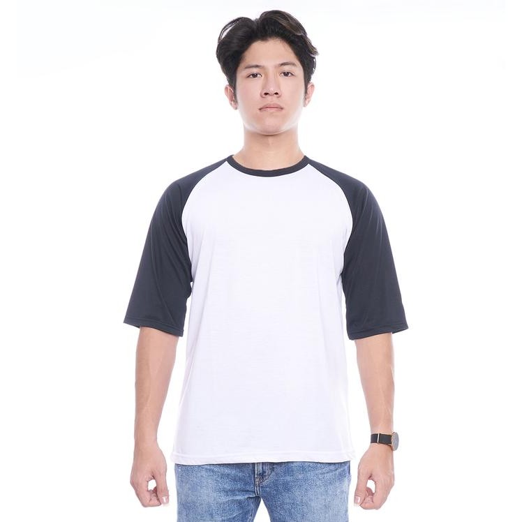 Gents- Kaos Raglan Lengan 3/4 Kombinasi Warna Pria Polos Cowok Kuning Pendek