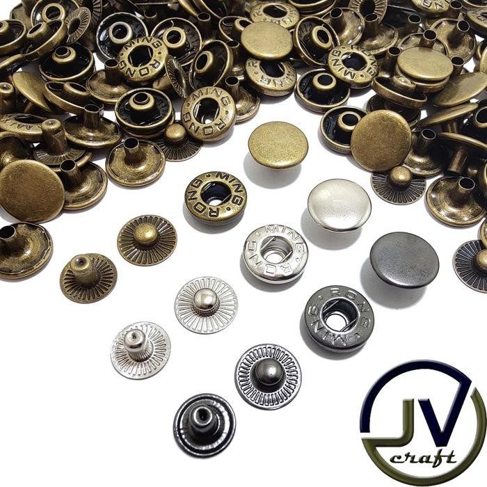 PREMIUM KANCING JAKET SNAP KANCING CETET JEPRET BESI MING RONG 15 MM / 12 SET