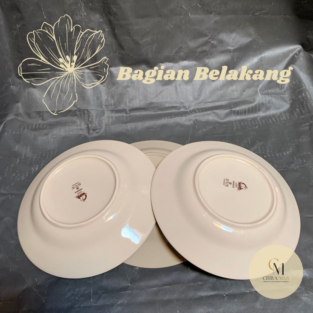 Bombardilomedis Piring Keramik List Coklat / Piring Makan / Piring Bulat / Piring Keramik 1 Lusin