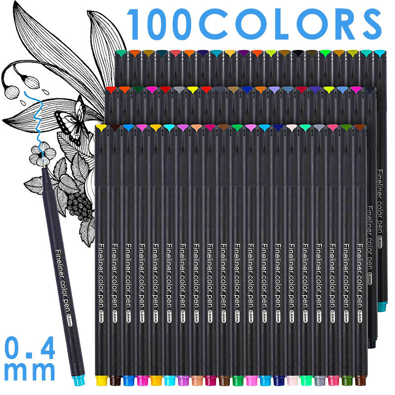 

24/36/48/60/100 Colors 0.4Mm Micron Liner Fineliner Pens For Metallic Marker Draw Pen Color Sketch