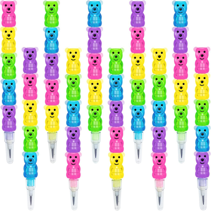

1 Pcs Stackable Pencils,Kids Bear Shaped Stacking Pencil,5 In 1 Point Pencils For Birthday Party