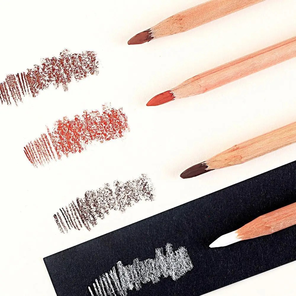 

Charcoal Pencils 4 Color Professional Soft Pastel Wood Skin Tints White Colored Pencils For Artist