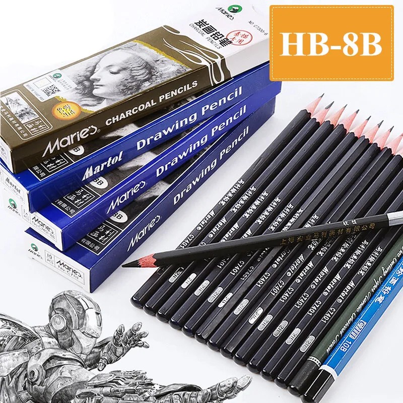 

12Pcs/Box Wooden Lead Pencils Hb B 2B 3B 4B 5B 6B 7B 8B High-Quality Art Draw Specific Graphite Core