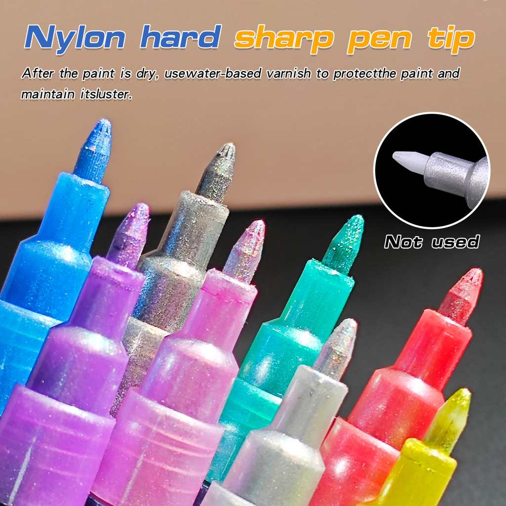 

9 Pcs Laser Pearlescent Meteor Marker Pen, Metallic Markers Glitter Writing Drawing Pens For Diy