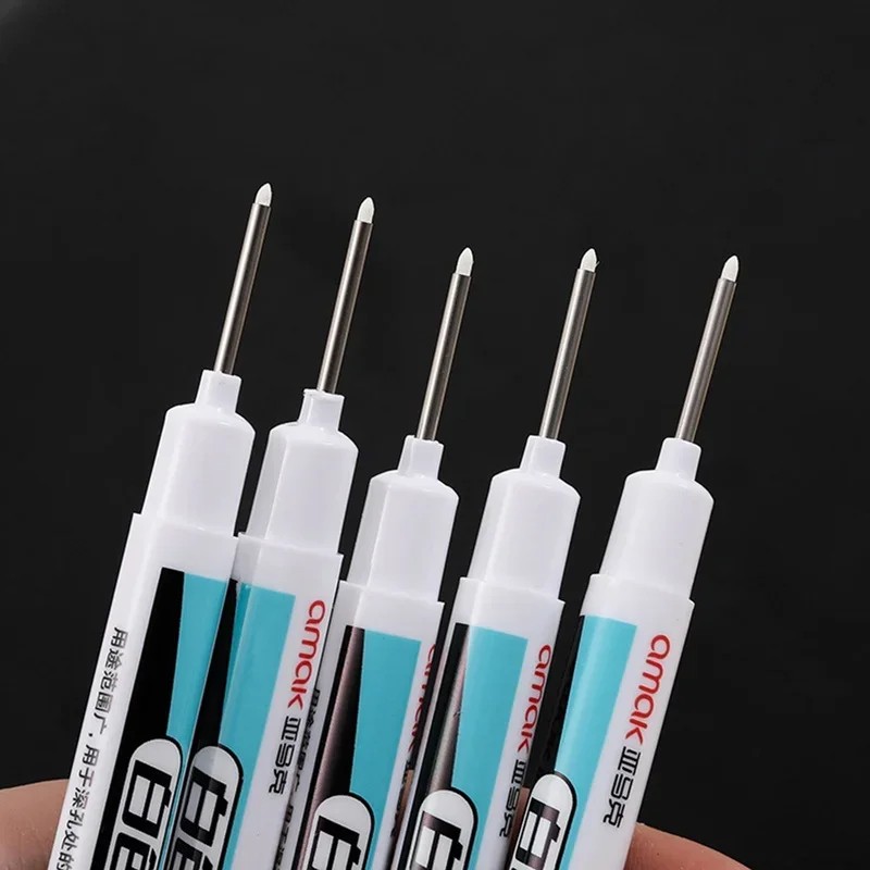 

5/10Pcs/Set 0.7Mm 20Mm Long Nib White Marker Pens Multi-Purpose Deep Hole Quick-Drying Carpenter