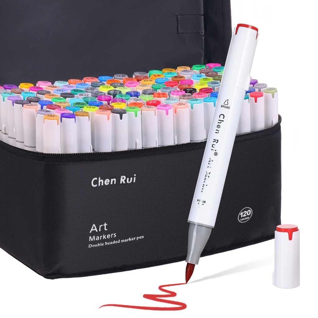 

Alcohol Markers Set,With Bleeding-Proof Drawing Mat, Brush & Chisel,Dual Tips Art Markers For
