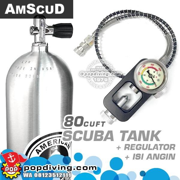 Amscud Luxfer 80 Cuft Tabung Scuba Tank + Regulator Pcp + Isi Angin