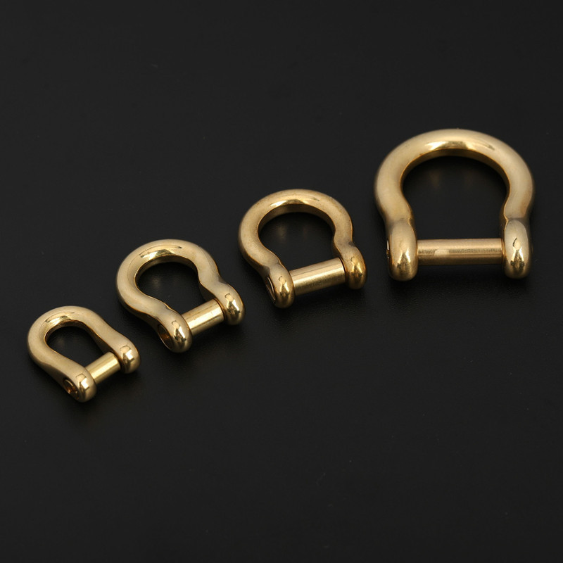 

1Pcs Solid Brass Carabiner D Bow Shackle Slot Screw Removable Fob Key Ring Keychain Joint Connector
