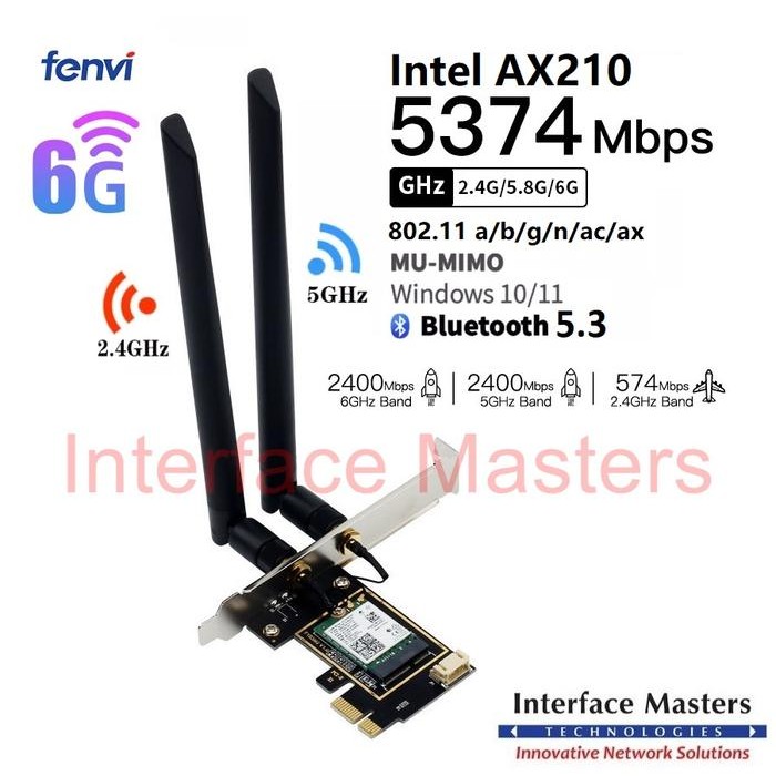 Intel Wifi 6E Ax210 Pci Express Pcie Pci-E Dual Band Ac Ax 6 Ax200