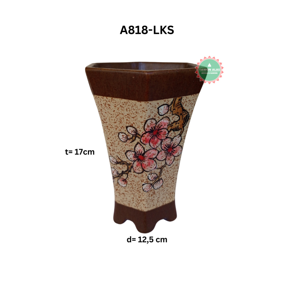 POT BONSAI KERAMIK SEGI ENAM TINGGI