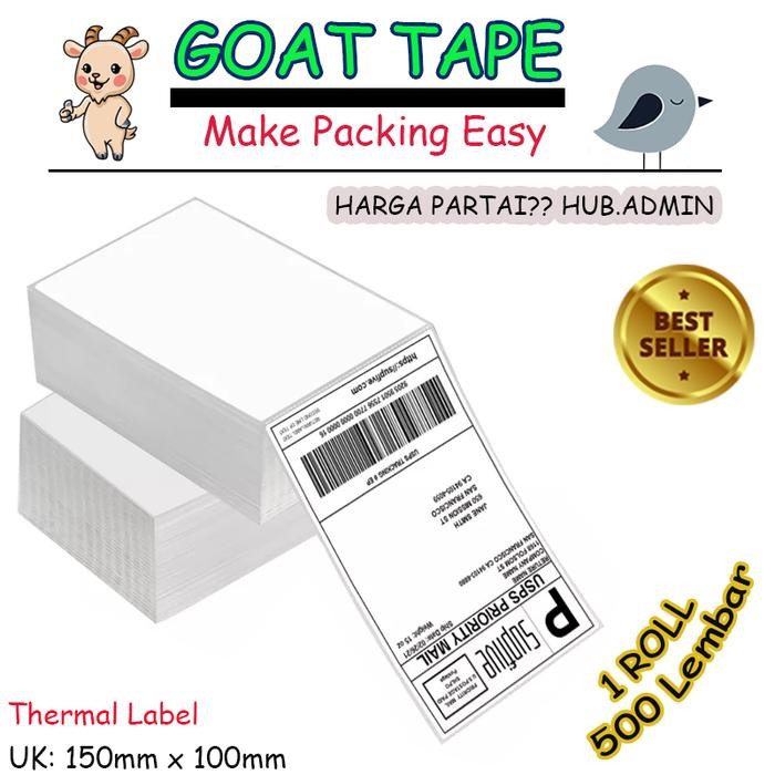 

SobatSaga Kertas Resi Label Thermal Barcode Lipat A6 100x150mm isi 500 Pcs
