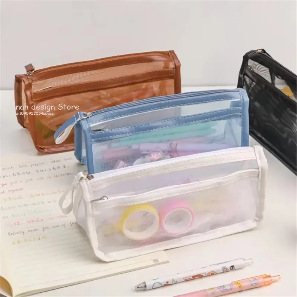 

New Portable Mesh Transparent Cosmetic Bag Makeup Brushes Case Travel Zipper Make Up Organizer Wash