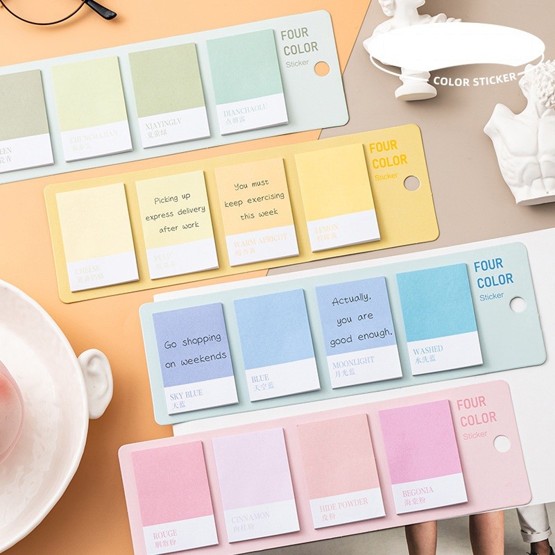 

1/4Pcs Gentle Color Scheme Sticky Notes Gradient Series Square Index Tag Stickers Memo Pad Self